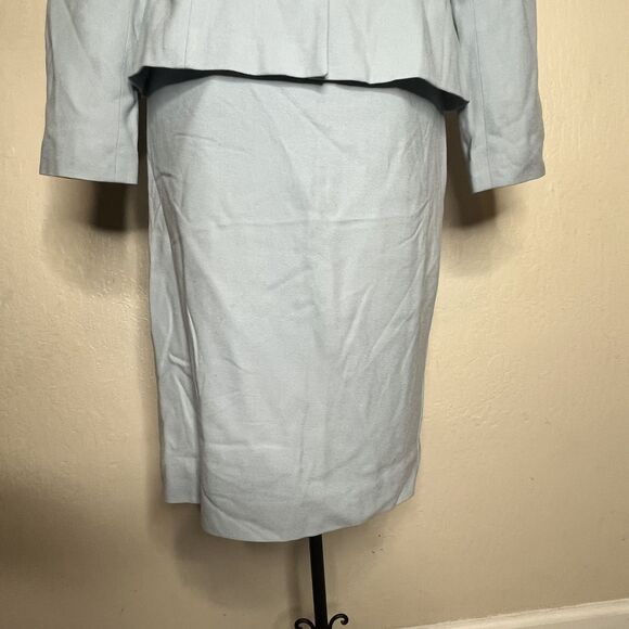 BICCI Florine Wachter Blue Wool Mink Collar  Skirt Suit Womens Size 14 ALTERED - Picture 3 of 16